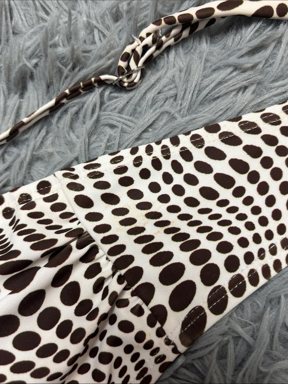 Brown and Off-White Polka Dot Ruched Bikini Top - Picture 8 of 16